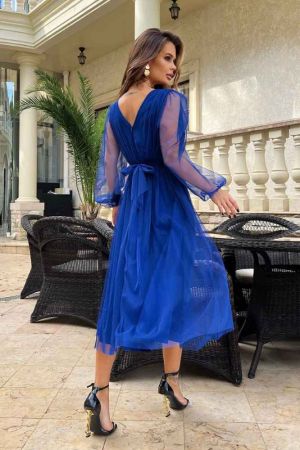 Елегантна вечерна рокля в син цвят - код 2024