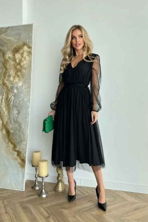 Елегантна вечерна рокля в черно - код 2024