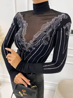Луксозна блуза с камъни - код 4228 - колекция Блясък